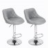 US Direct  2pcs Adjustable Swivel Bar  Stools Padded Chair With Back For Home Bar gray