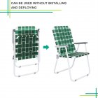 [US Direct] 2pcs Folding Beach Chair Stable Comfortable Steel Pipe Webbing Bearing 120kg For Outdoor Enthusiasts dark green