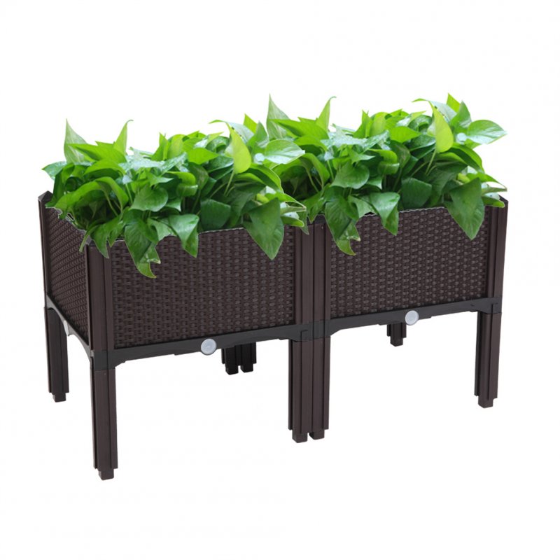 US 2pcs Free Splicing Injection Planting Box Lightweight Brown