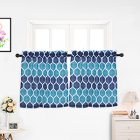  US Direct  2pcs Geometric Printing 100  Polyester Kitchen Tiers Rod Pocket Small Window Curtains Set for Bedroom Living Room blue green US 27  36  2