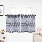 [US Direct] 2pcs Geometric Printing 100% Polyester Kitchen Tiers Rod Pocket Small Window Curtains Set for Bedroom/Living Room gray US 27