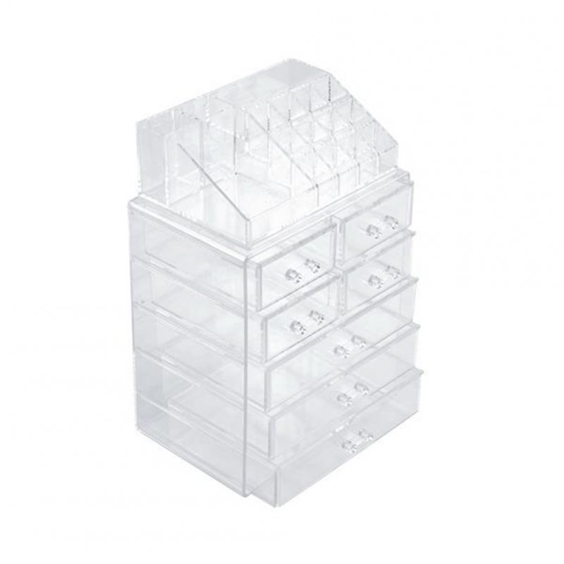 US 2pcs N001 Makeup  Organizer Transparent Cosmetic Storage Drawers Acrylic Makeup Holders With 7 Drawers Transparent