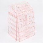 [US Direct] 2pcs N001 Makeup  Organizer Cosmetic Storage Drawers Acrylic Makeup Holders With 7 Drawers Pink