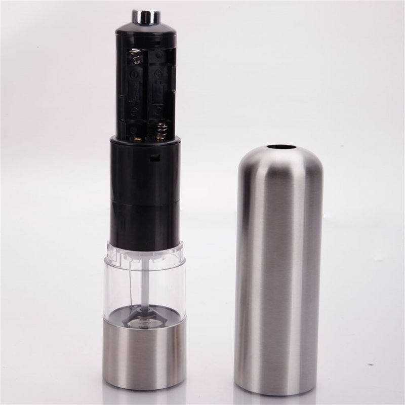 US 2pcs Pepper Mill Salt Grinder Battery Powered Electric Automatic Silver