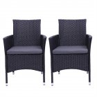 [US Direct] 2pcs Rattan Chair Iron Frame Soft Comfortable Exquisite Workmanship Single Backrest Chairs 60x60x82.5cm black