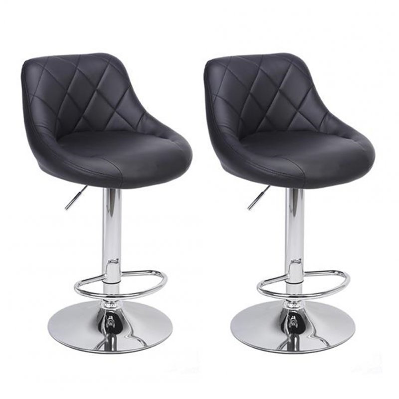 US 2pcs Shell Back Adjustable Swivel Bar  Stools Pu Leather Padded With Back Design Chair black