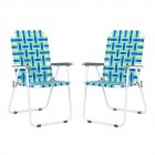 US 2pcs Strip Beach  Chair Steel Pipe Pp Webbing 120kg Folding Beach Seat Chair blue strips