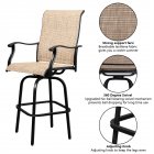 [US Direct] 2pcs Swivel Bar Chair 360 Degree Rotatable Adjustable Long Service Life Patio Swivel Bar Stool black