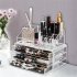  US Direct  2pcs set Transparent Plastic 3 drawer Cosmetic Box Makeup  Case Table Organizer Transparent