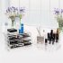  US Direct  2pcs set Transparent Plastic 3 drawer Cosmetic Box Makeup  Case Table Organizer Transparent