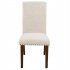  US Direct  2pcs set Upholstered Dining  Chair Set Fabric Dining Chairs With Copper Nails  Solid Wood Legs Light brown