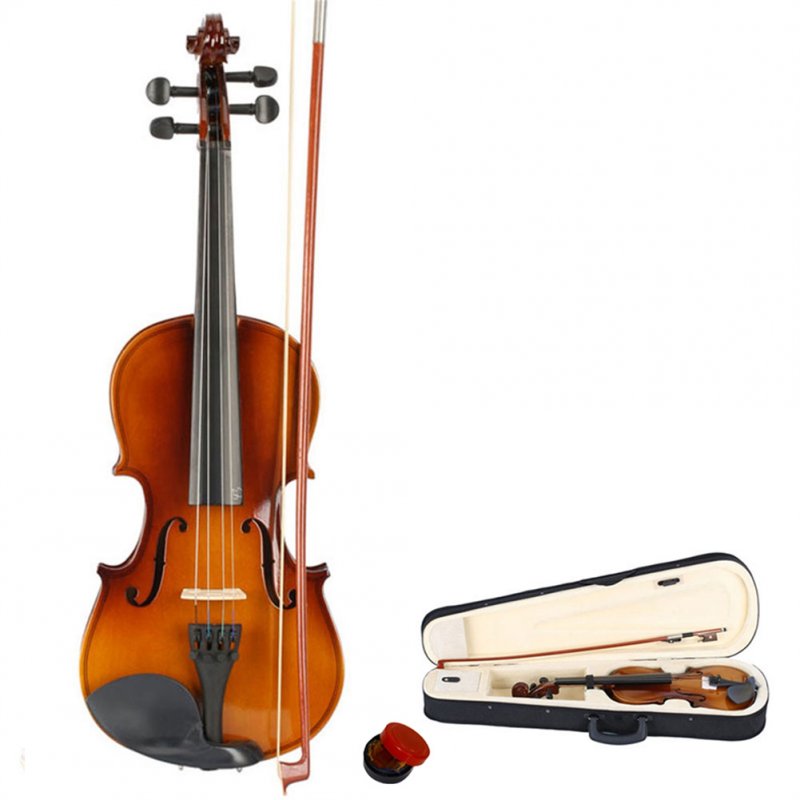 US 3/4 Acoustic Violin with Box Bow Rosin Natural Violin Musical Instruments
