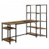  US Direct  3 In 1 Multi     Function  Desk MDF Home Office Computer Desk With 5 layer Storage Rack  Brown