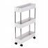  US Direct  3 Layer Ultra Thin Mobile Multi function Slim Storage Cart Suitable For Kitchen Bathroom Laundry Room Narrow Place White
