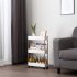  US Direct  3 Layer Ultra Thin Mobile Multi function Slim Storage Cart Suitable For Kitchen Bathroom Laundry Room Narrow Place White