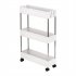  US Direct  3 Layer Ultra Thin Mobile Multi function Slim Storage Cart Suitable For Kitchen Bathroom Laundry Room Narrow Place White