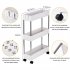  US Direct  3 Layer Ultra Thin Mobile Multi function Slim Storage Cart Suitable For Kitchen Bathroom Laundry Room Narrow Place White