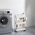  US Direct  3 Layer Ultra Thin Mobile Multi function Slim Storage Cart Suitable For Kitchen Bathroom Laundry Room Narrow Place White