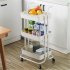  US Direct  3 Layers Metal Storage  Cart Rolling Rack For Kitchen Bedroom Organize milky