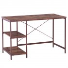 [US Direct] 3 Layers Table With Bookshelf Multifunctional Large Space Industrial Style Computer Desk (120x60x75cm) Brown