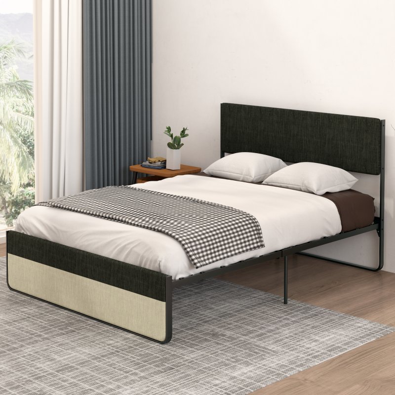 US IDEALHOUSE 3 Linen + iron soft-clad iron tube bed Queen