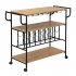  US Direct  3 Tier Wine  Rack Cart Kitchen Rolling Storage Bar Wood Table Serving Trolley black