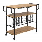 US 3 Tier Wine Rack Cart Kitchen Rolling <span style='color:#F7840C'>Storage</span> Bar Wood Table Serving Trolley black