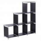 [US Direct] 3 Tiers 6 Cube Storage  Rack Staircase Organizer Diy Storage Shelf For Toys Books Daily Necessities black
