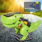 [US Direct] 3-in-1 Solar Powered Dinosaur Robot Toys School Family Activities Building Games Educational Science Gifts For Boys Girls green