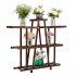  US Direct  3 layer 9 seat Wooden Plant Stand Indoor Outdoor Multi functional Carbonized Corner Plant Shelf With Wheels Brown