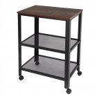 US 3-tier Organizer Mart For Kitchen Living Room <span style='color:#F7840C'>Furniture</span> With Wood Finish Top Wheel Locks black