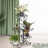  US Direct  32 3  Plant Stand 4 Potted Metal Shelves Corner Plant Shelf For Decorating Garden Patio Deck Farmhouse round