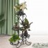  US Direct  32 3  Plant Stand 4 Potted Metal Shelves Corner Plant Shelf For Decorating Garden Patio Deck Farmhouse round