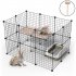  US Direct  32pcs 2 layer Pet Playpen Portable Indoor Metal Wire Easy To Assemble Fence Pet Supplies black