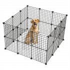 [US Direct] 32pcs 2-layer Pet Playpen Portable Indoor Metal Wire Easy To Assemble Fence Pet Supplies black