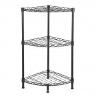 [US Direct] 350 X 350 X H800 3 Tier Corner  Shelf Rustic Display Storage Shelves For Bedroom Living Room Office Kitchen  black