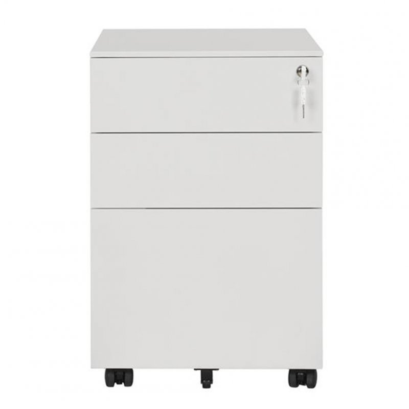 [US Direct] 39cm Movable Storage  Cabinet With Three Side-pull Drawers File Cabinet Business Furniture For Home Office white