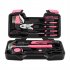  US Direct  39pcs Tool Set Carbon Steel Essential Kit Ideal Home Tool Set With Solid Storage Box For Repairing pink
