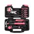  US Direct  39pcs Tool Set Carbon Steel Essential Kit Ideal Home Tool Set With Solid Storage Box For Repairing pink