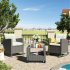  US Direct  3Pcs Set Outdoor Patio Furniture  Set Coffee Table Chair With Cushion For Backyard Porch Beige