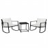  US Direct  3pcs Single Rocking Chair Coffee Table Set Comfortable Weather resistant Uv resistant For Garden Decoration black