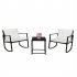  US Direct  3pcs Single Rocking Chair Coffee Table Set Comfortable Weather resistant Uv resistant For Garden Decoration black