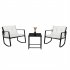  US Direct  3pcs Single Rocking Chair Coffee Table Set Comfortable Weather resistant Uv resistant For Garden Decoration black