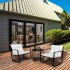  US Direct  3pcs Single Rocking Chair Coffee Table Set Comfortable Weather resistant Uv resistant For Garden Decoration black