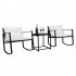  US Direct  3pcs Single Rocking Chair Coffee Table Set Comfortable Weather resistant Uv resistant For Garden Decoration black