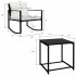  US Direct  3pcs Single Rocking Chair Coffee Table Set Comfortable Weather resistant Uv resistant For Garden Decoration black