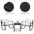  US Direct  3pcs Single Rocking Chair Coffee Table Set Comfortable Weather resistant Uv resistant For Garden Decoration black