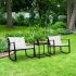  US Direct  3pcs Single Rocking Chair Coffee Table Set Comfortable Weather resistant Uv resistant For Garden Decoration black