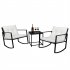  US Direct  3pcs Single Rocking Chair Coffee Table Set Comfortable Weather resistant Uv resistant For Garden Decoration black