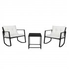 US 3pcs Single Rocking Chair Coffee Table Set Weather-resistant UV-resistant